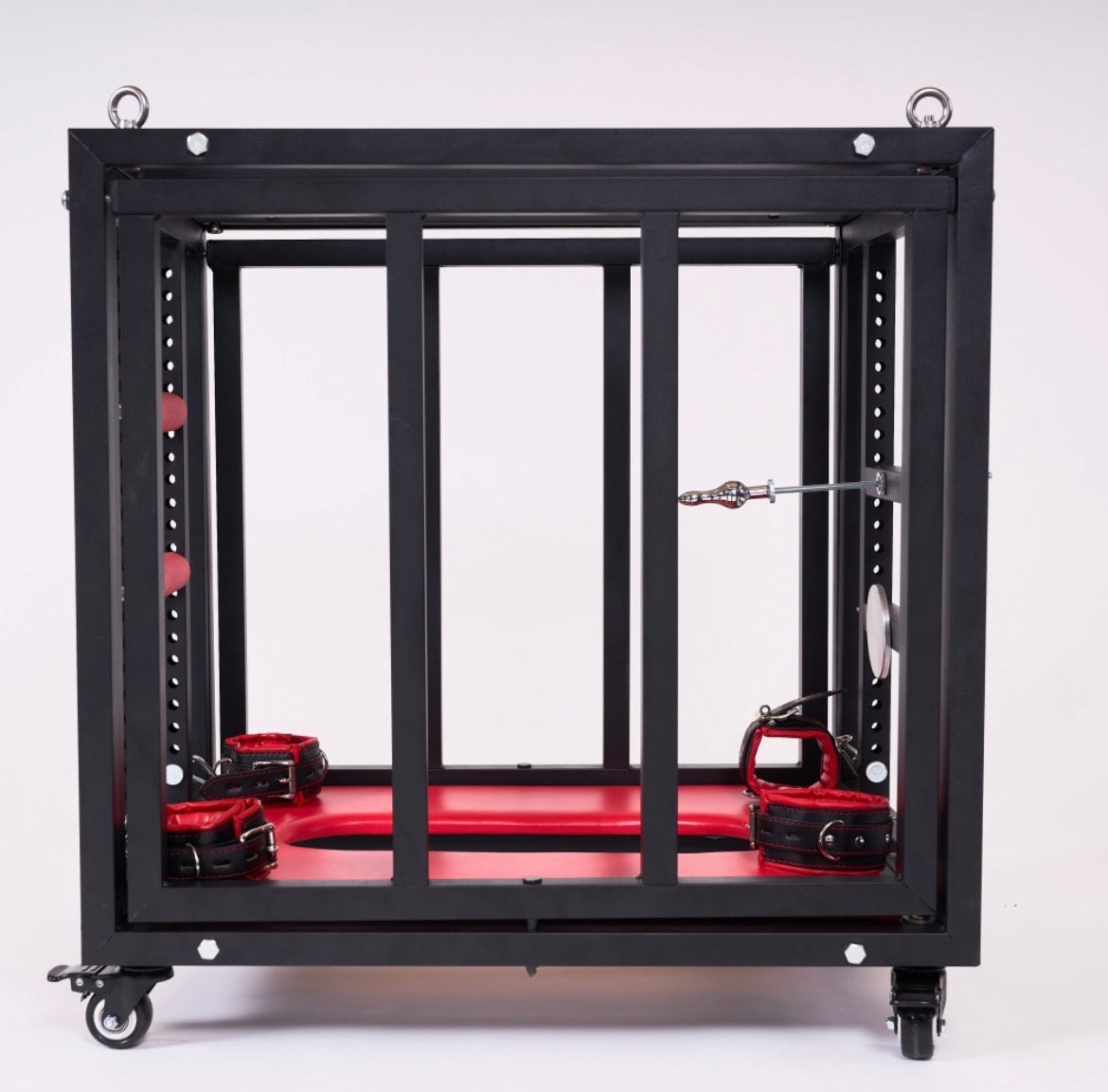 Premium BDSM-Käfig auf Rollen – Stahl-Bondage-Käfig mit Verriegelung