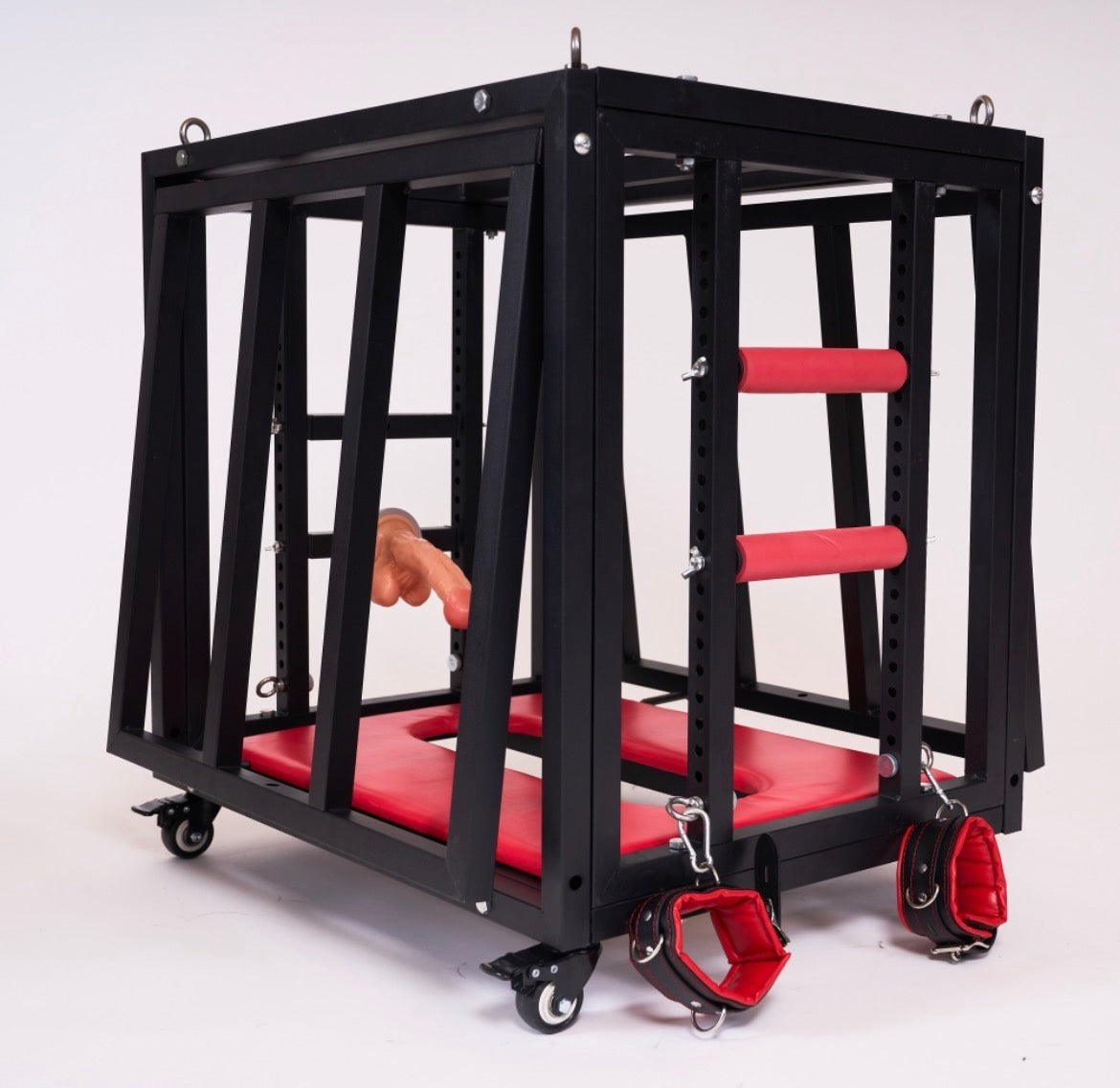 Premium BDSM-Käfig auf Rollen – Stahl-Bondage-Käfig mit Verriegelung