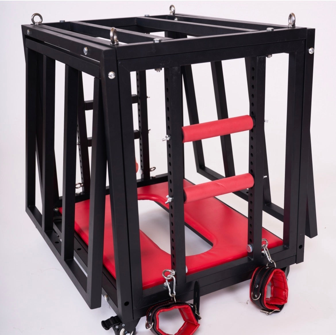 Premium BDSM-Käfig auf Rollen – Stahl-Bondage-Käfig mit Verriegelung