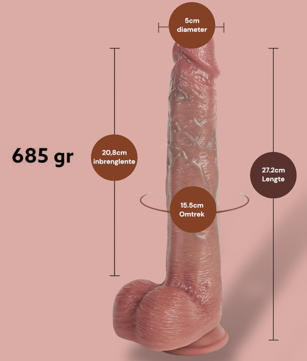 Verwarmende Vibrator Dildo met Zuignap - Stoot Vibreert & Verwarmt