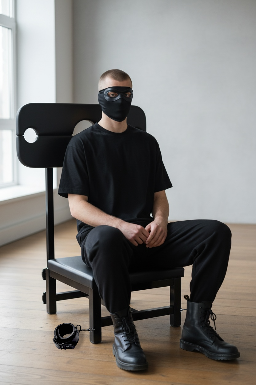 Premium BDSM-Strafstuhl – Fesselstuhl aus Stahl mit Hals- & Handgelenksfixierung