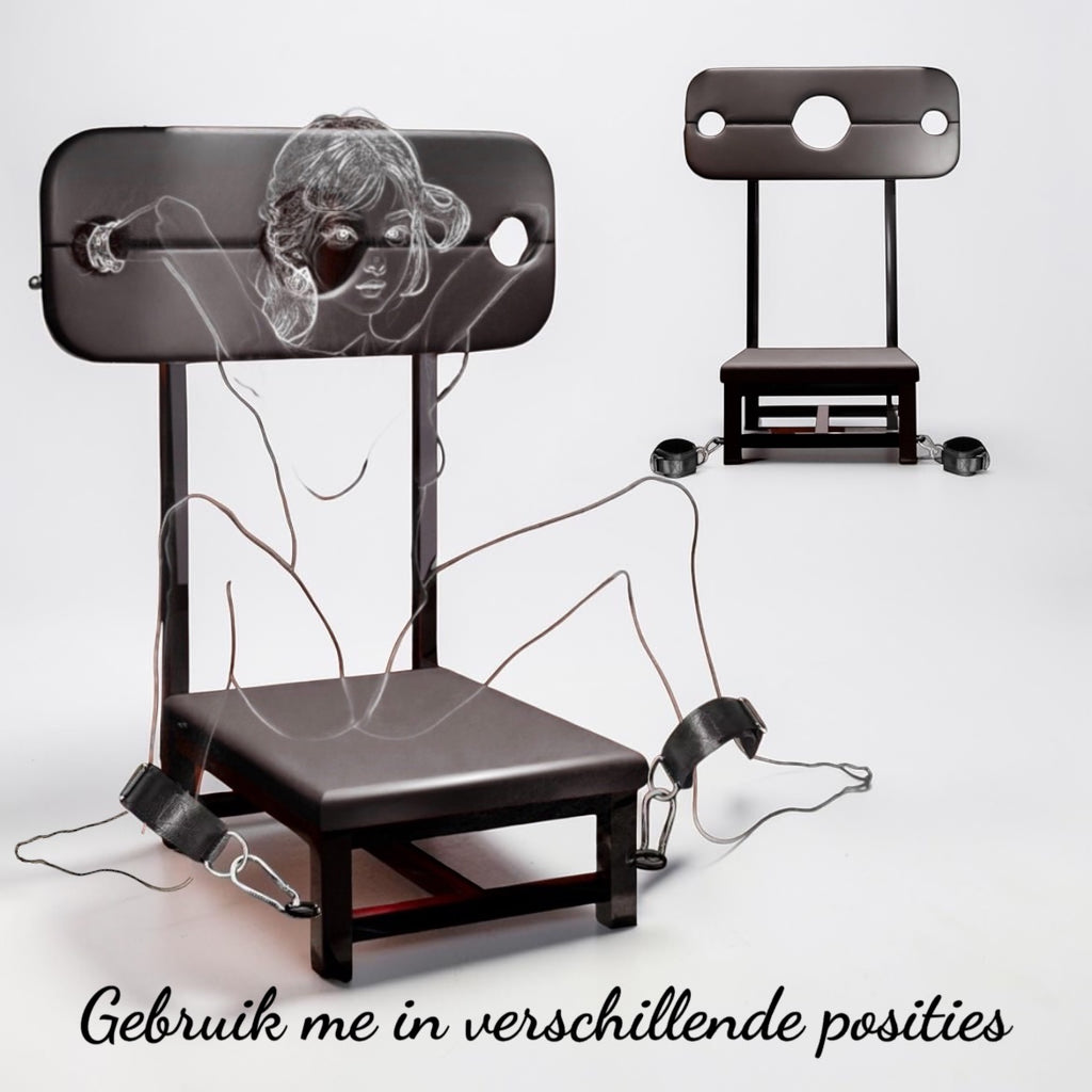 Premium BDSM Strafstoel – Stalen Bondage Chair met Hals- & Polsfixatie